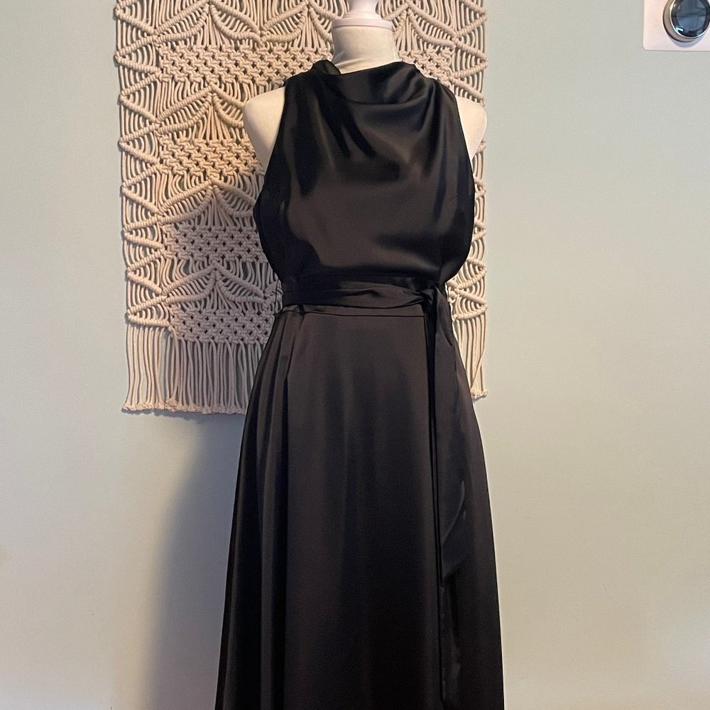 Cowl neck sleeveless midi dress